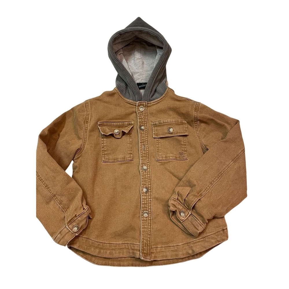 READ* Little Bipsy Hooded Denim Jacket Brown Contrast Hood Kids 8 Streetwear‎